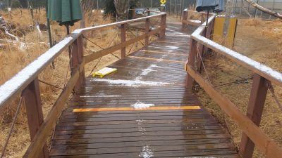 デッキ雪ふり